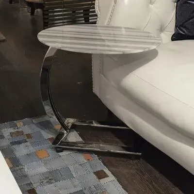 Swan Oval Accent Table with Steel Base - Marble