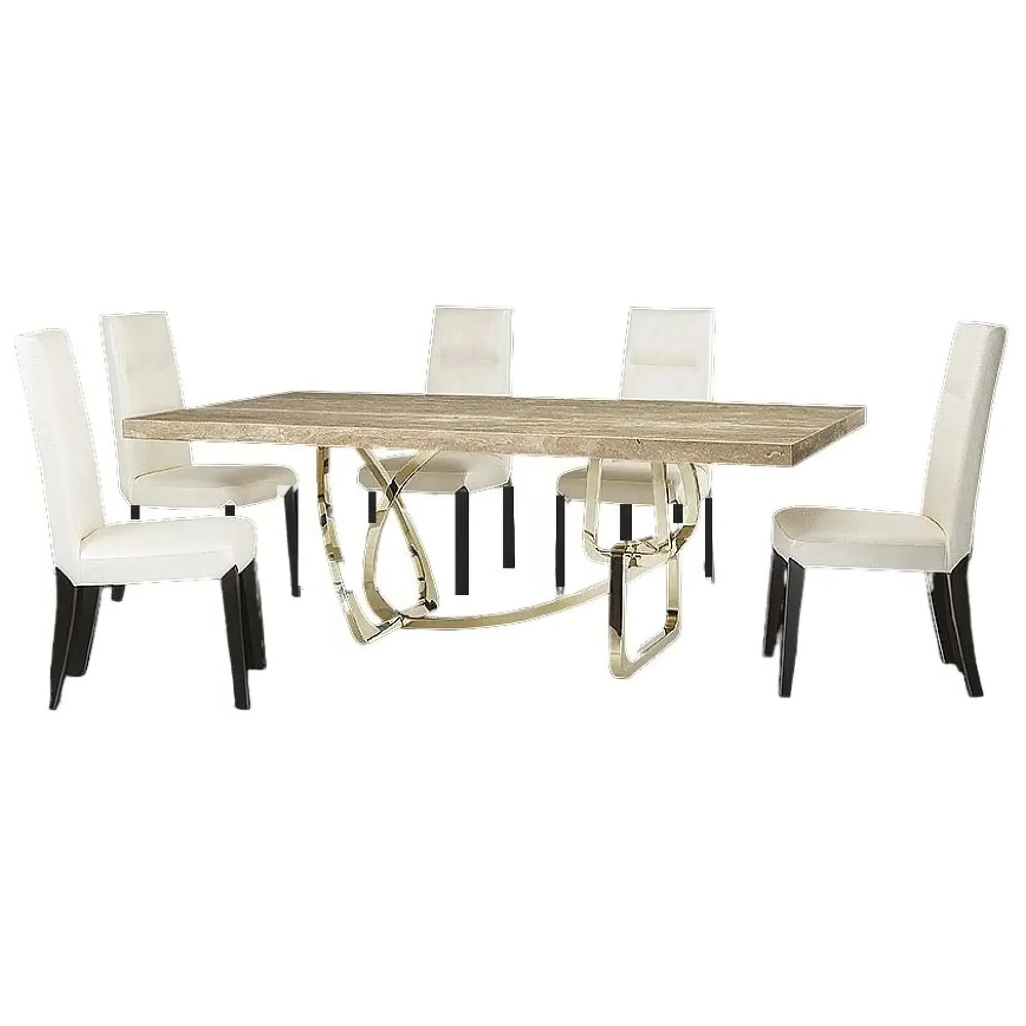 Tangle Boxed Edge Dining Table with Pedestal Base - Marble, Steel