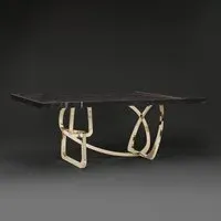 Tangle Boxed Edge Dining Table with Pedestal Base - Marble, Steel