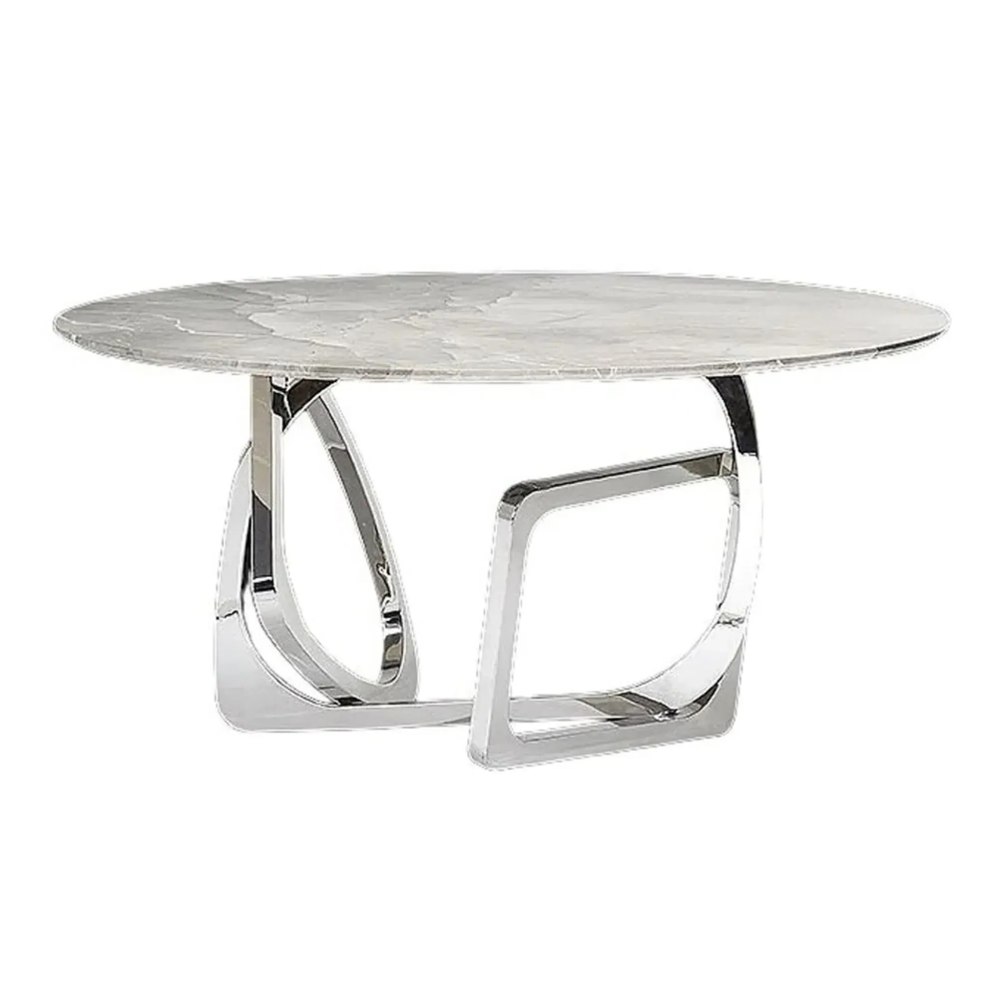 Tangle Round Dining Table with Pedestal Base - Marble, Steel