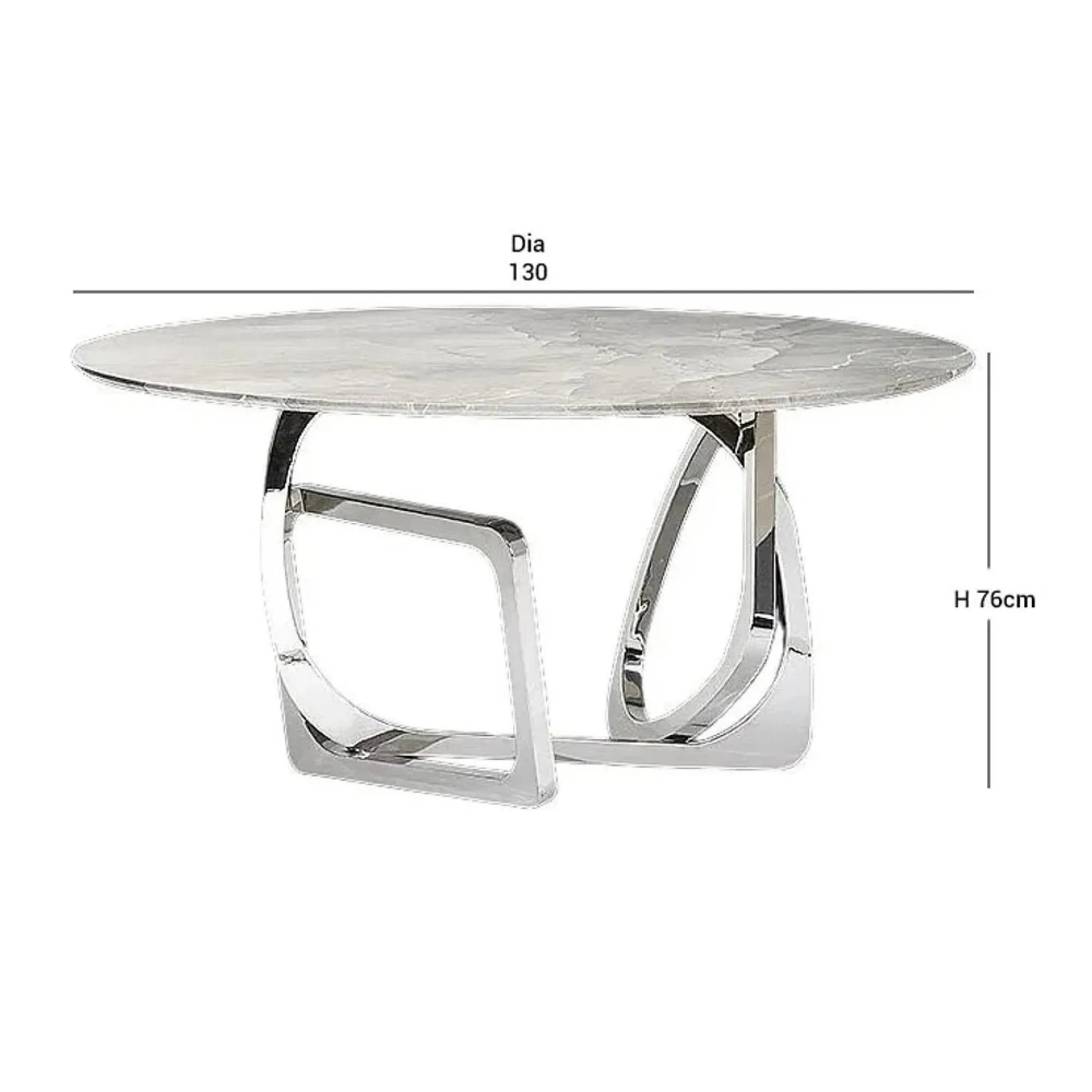 Tangle Round Dining Table with Pedestal Base - Marble, Steel