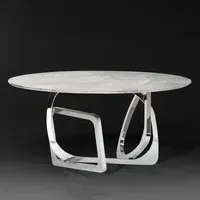 Tangle Round Dining Table with Pedestal Base - Marble, Steel