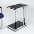 Tray Marble Accent Table with Steel Base - Black, Glass