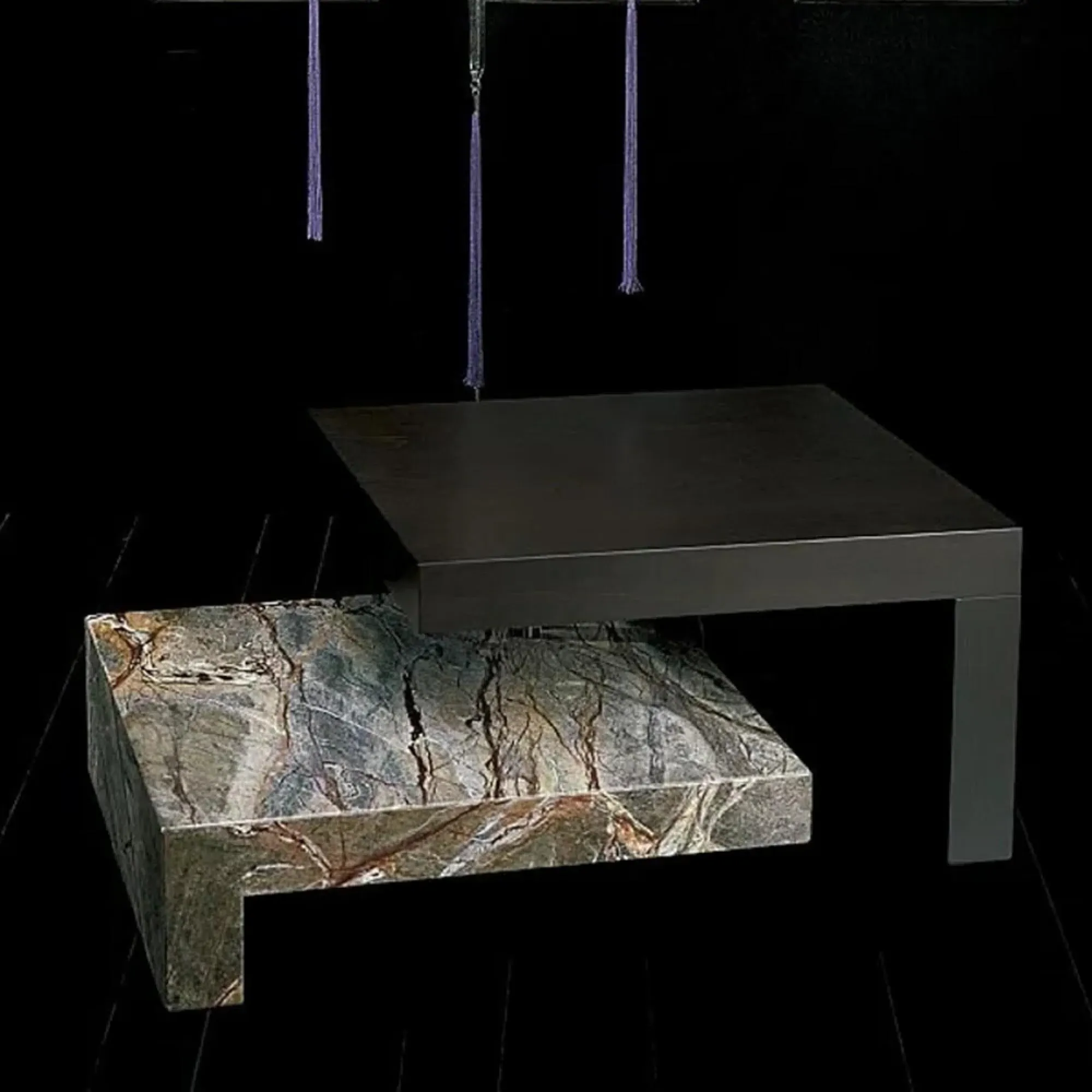 Twin Square Coffee Table - Marble, Wenge Wood