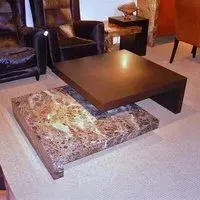 Twin Square Coffee Table - Marble, Wenge Wood