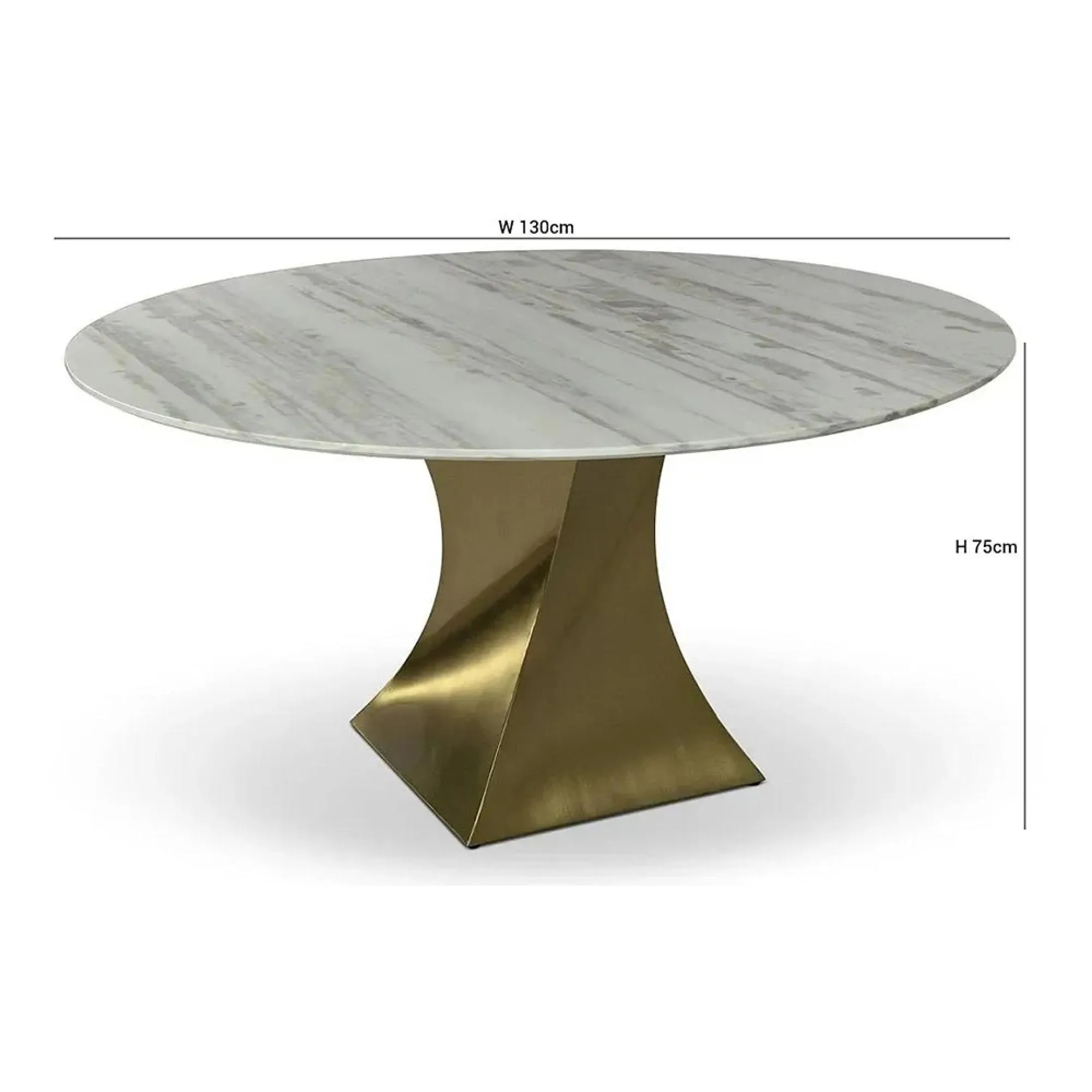 Twist Round Pedestal Dining Table - Marble