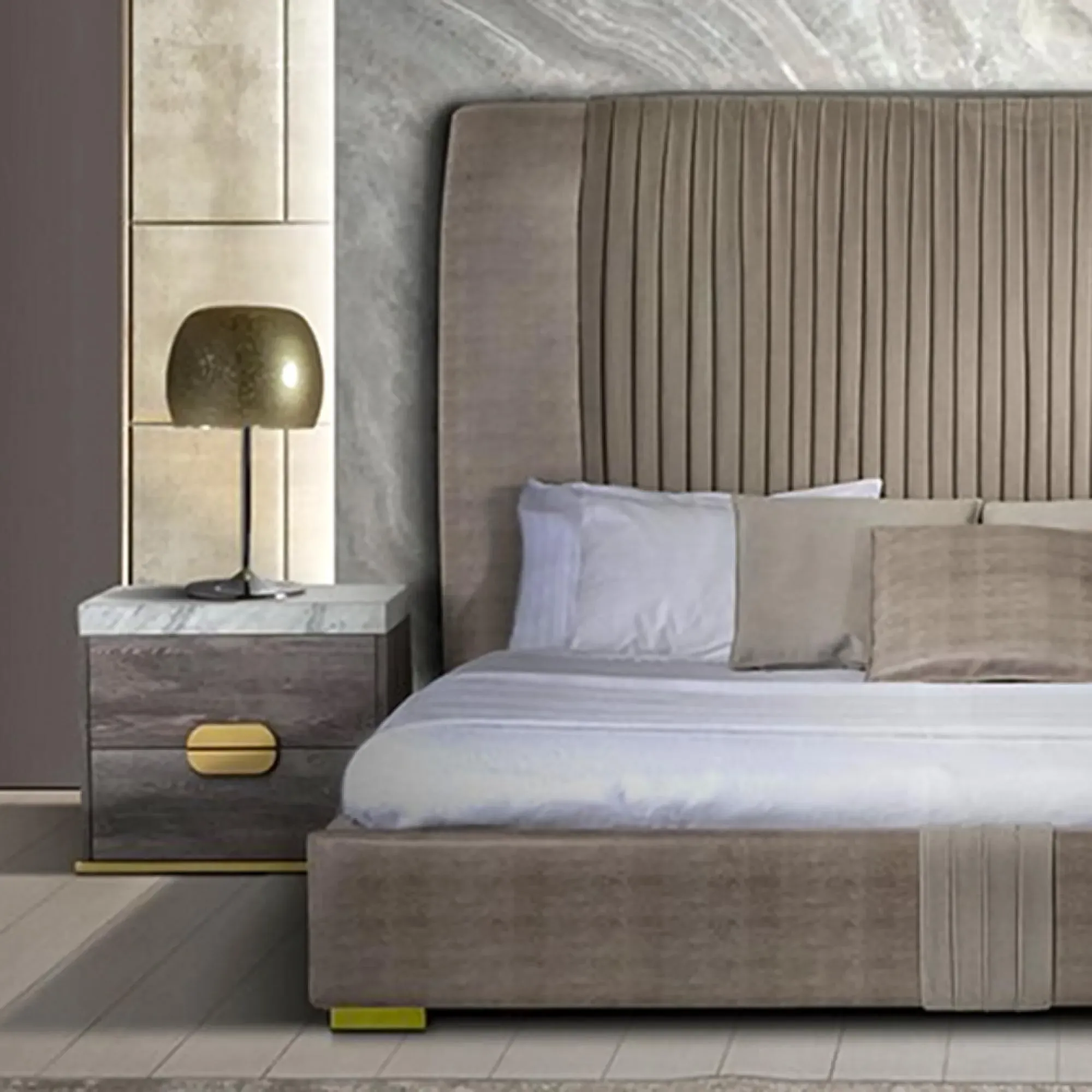 Westin 2 Drawer Bedside Cabinet - Marble Top