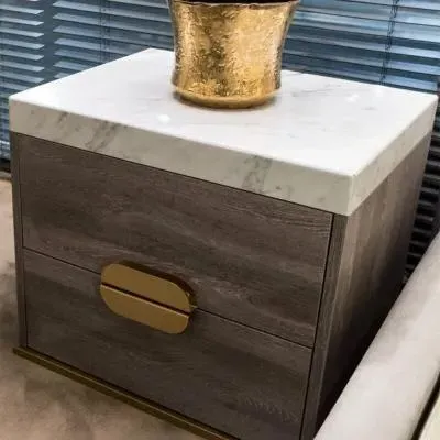 Westin 2 Drawer Bedside Cabinet - Marble Top image
