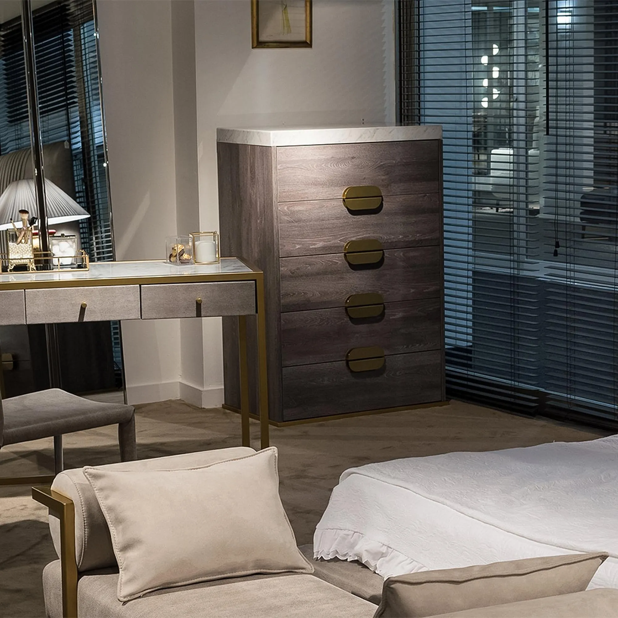 Westin Marble Top 5 Drawer Tall Chest - Variation Available