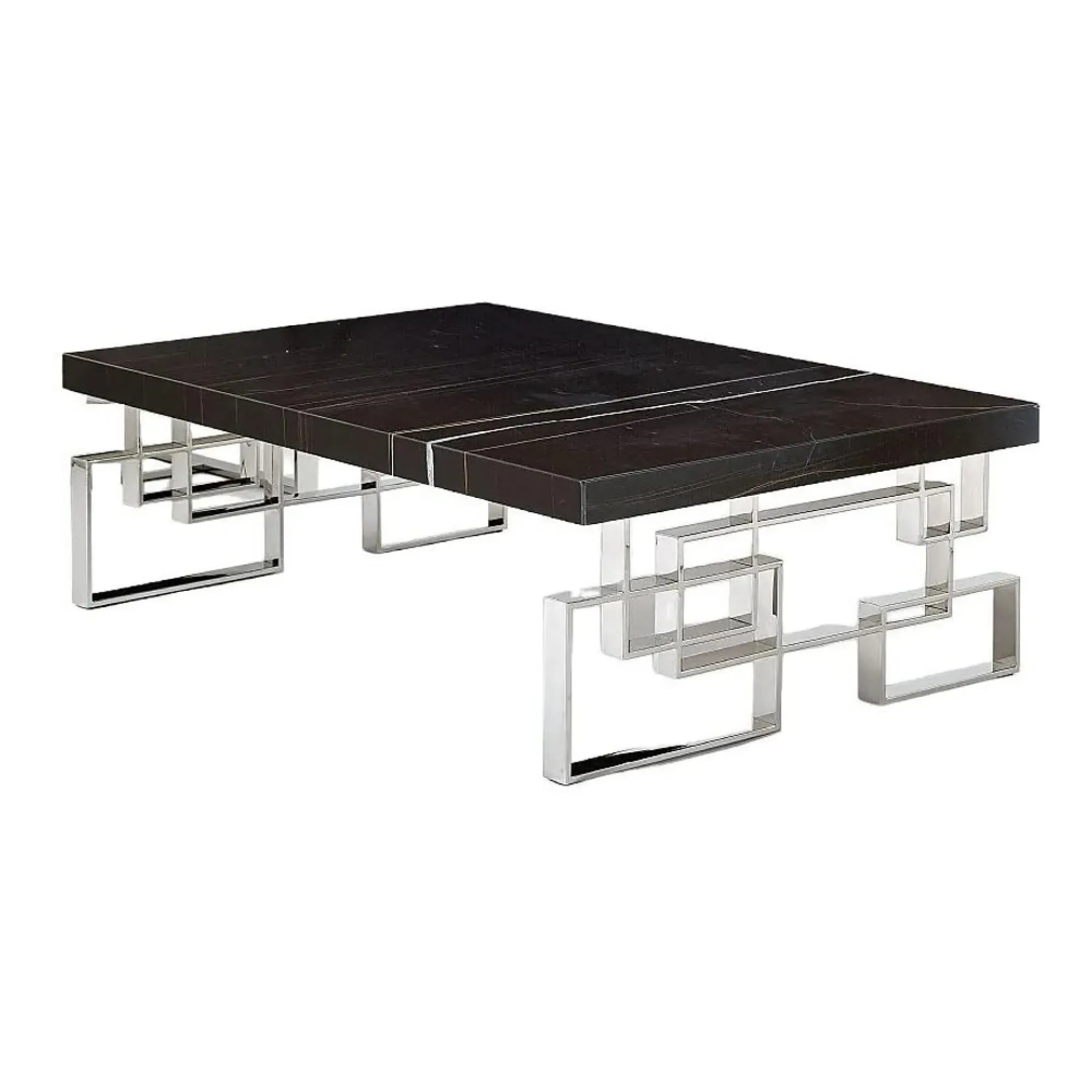 Windows Marble Occasional Table - Black, Stainless Steel