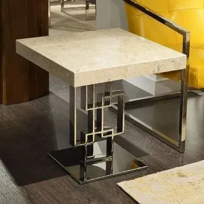 Windows Marble Occasional Table - Black, Stainless Steel image