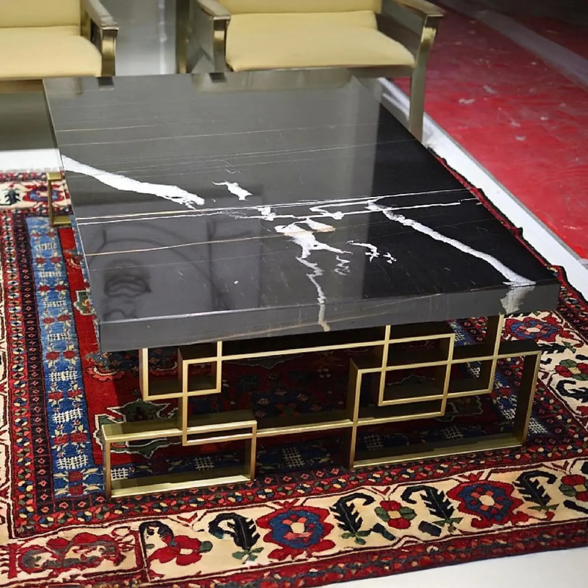 Windows Occasional Table - Brown, Marble