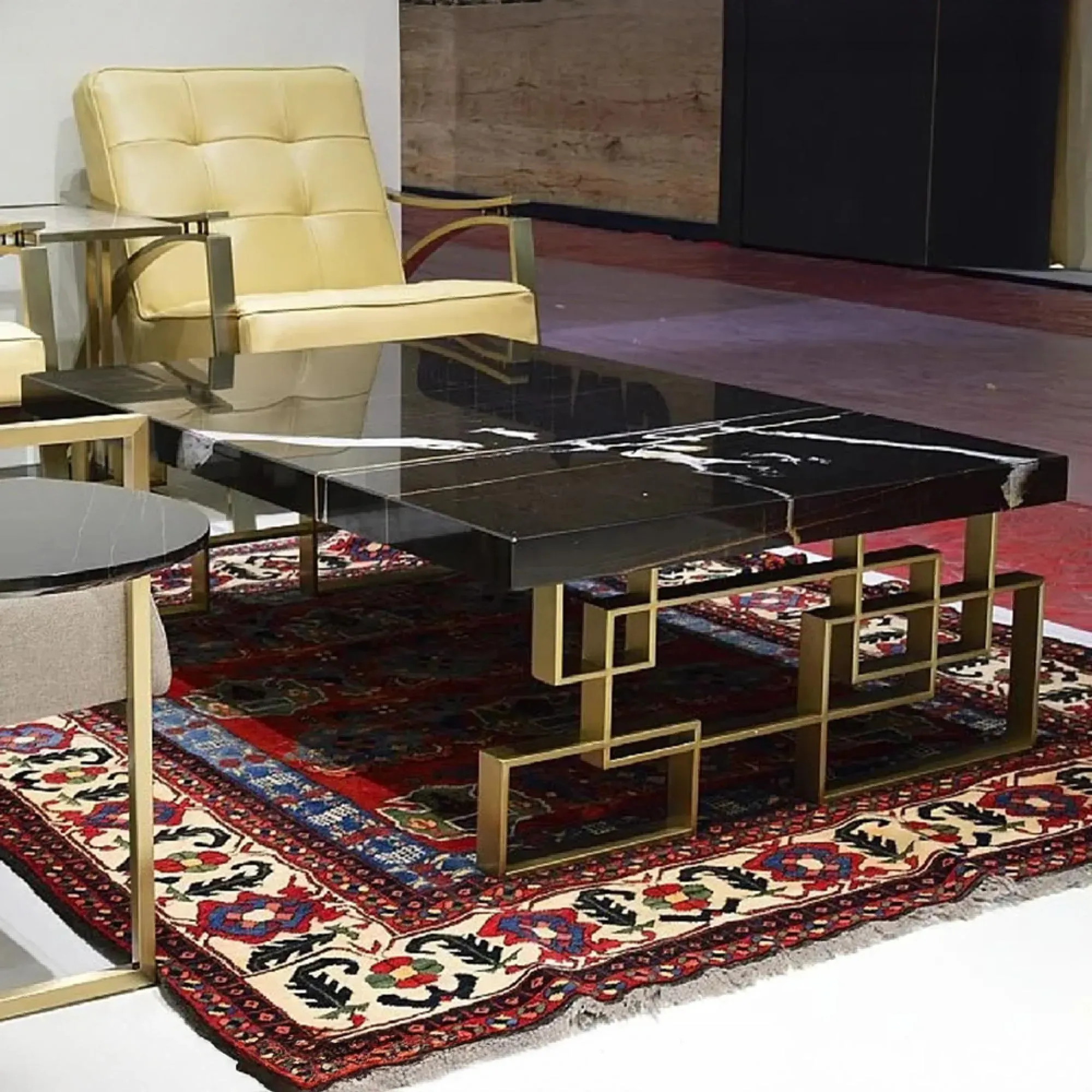 Windows Occasional Table - Brown, Marble