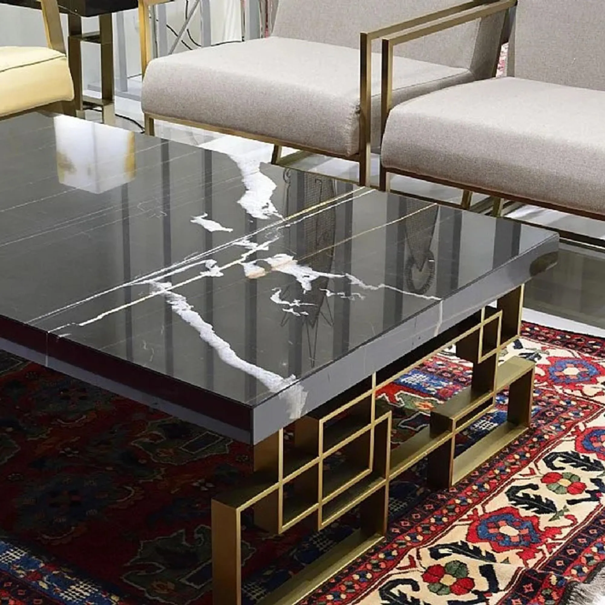 Windows Occasional Table - Brown, Marble