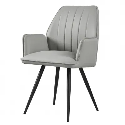 Blende Dining Armchair - Light Grey, Faux Leather