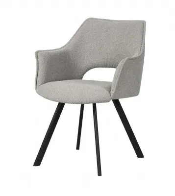 Diggins Dining Armchair - Light Grey, Boucle Fabric