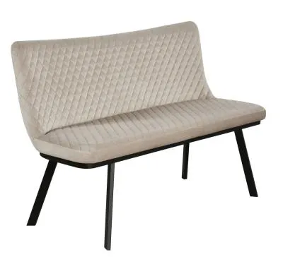 Ramona Dining Bench with Back - Champagne, Velvet image