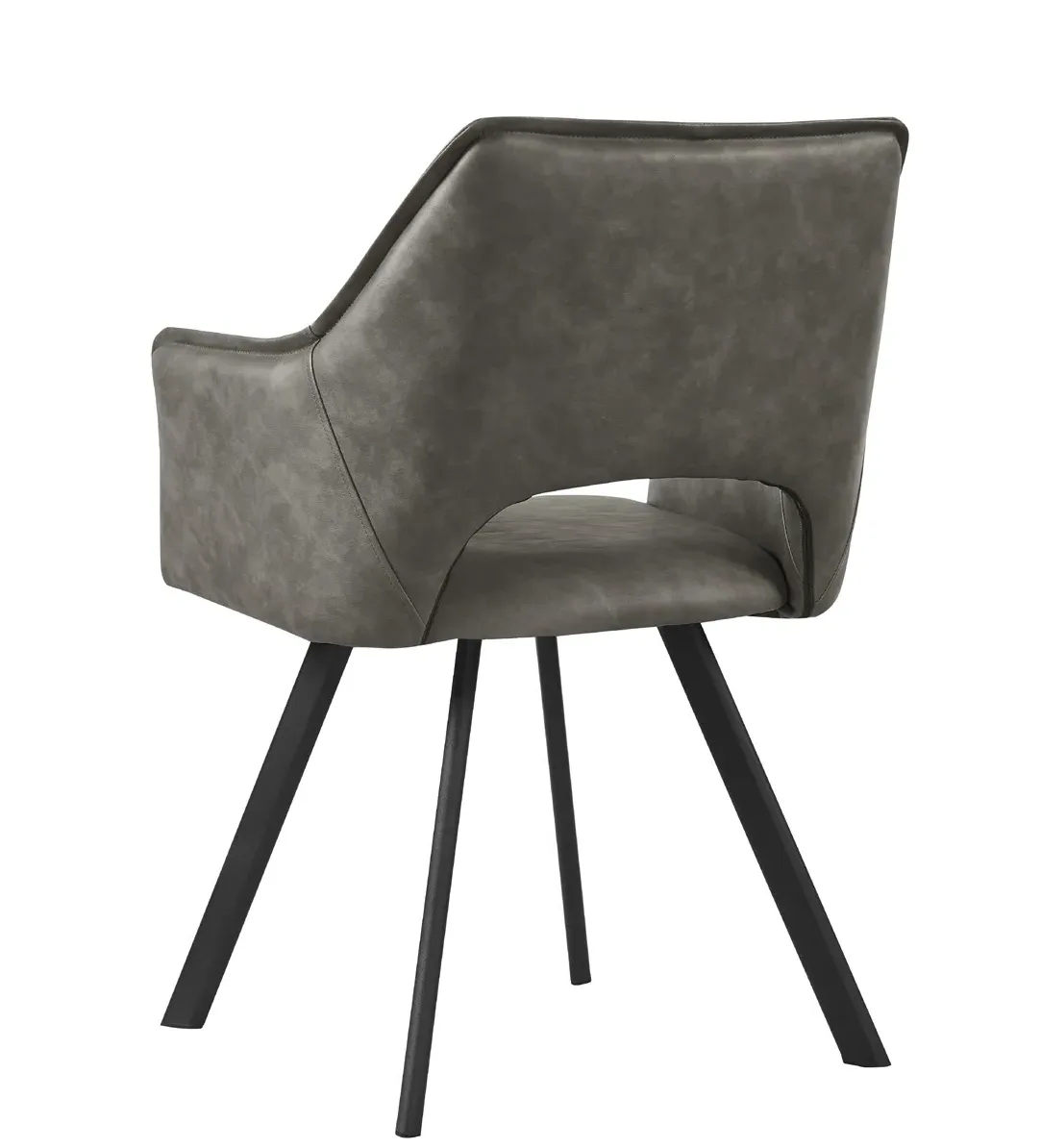 Vera Distressed Dining Armchair - Light Grey, Faux Leather