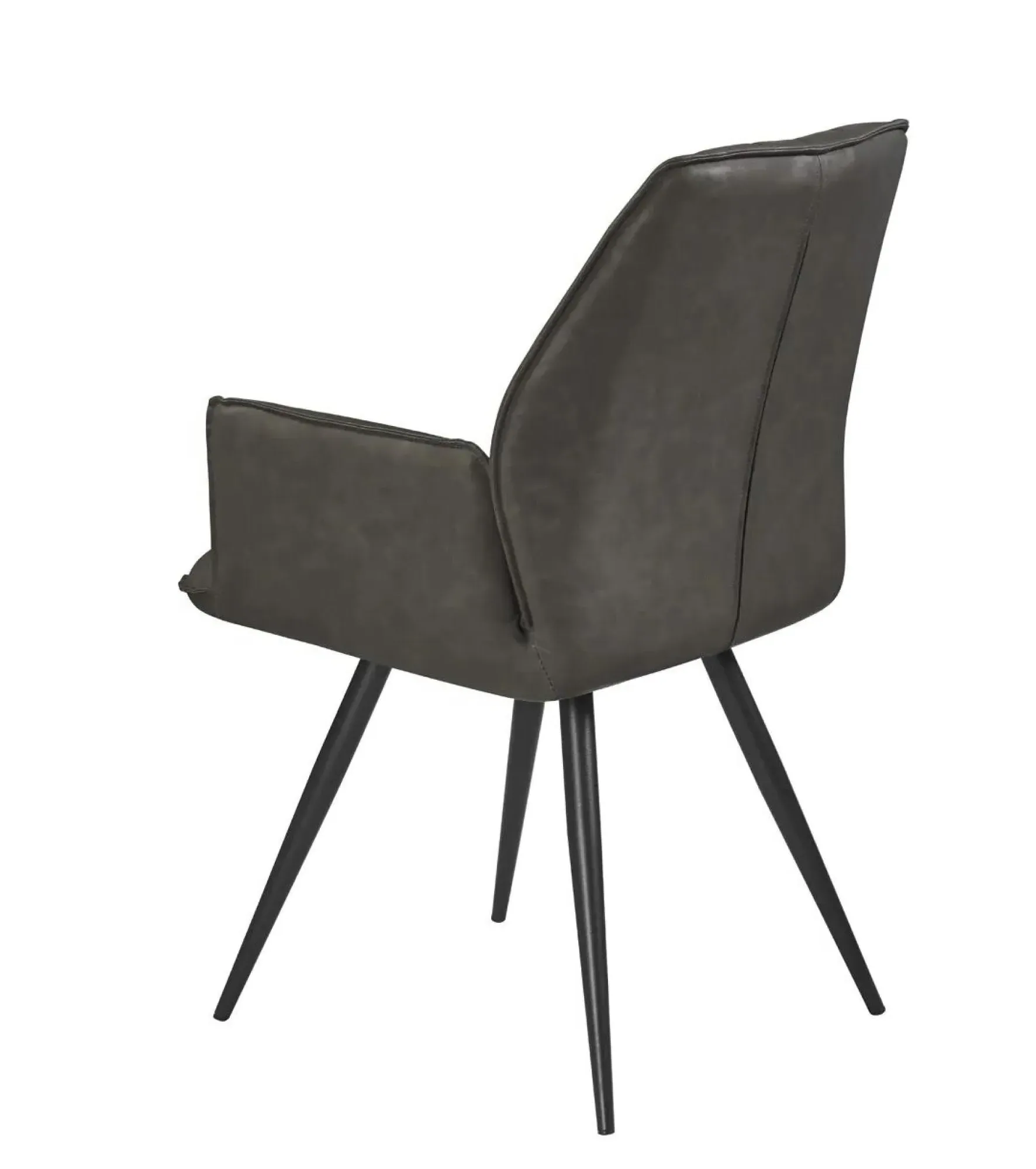 Zayante Distressed Dining Armchair - Dark Grey, Faux Leather
