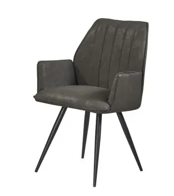 Zayante Distressed Dining Armchair - Dark Grey, Faux Leather
