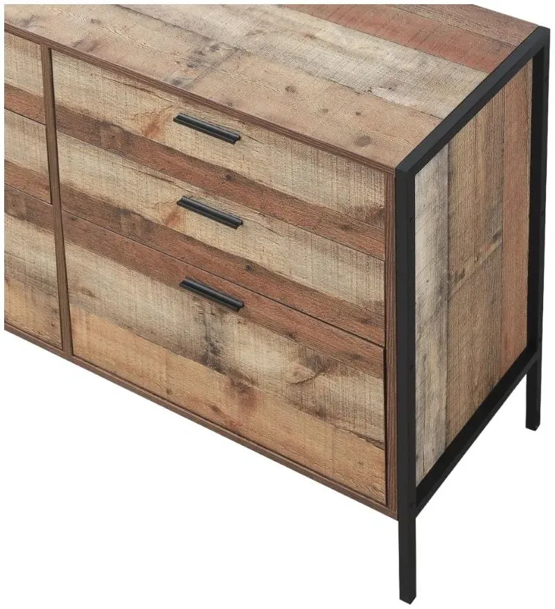 6 Drawer Wide Chest - Rustic Oak