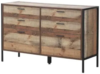6 Drawer Wide Chest - Rustic Oak image