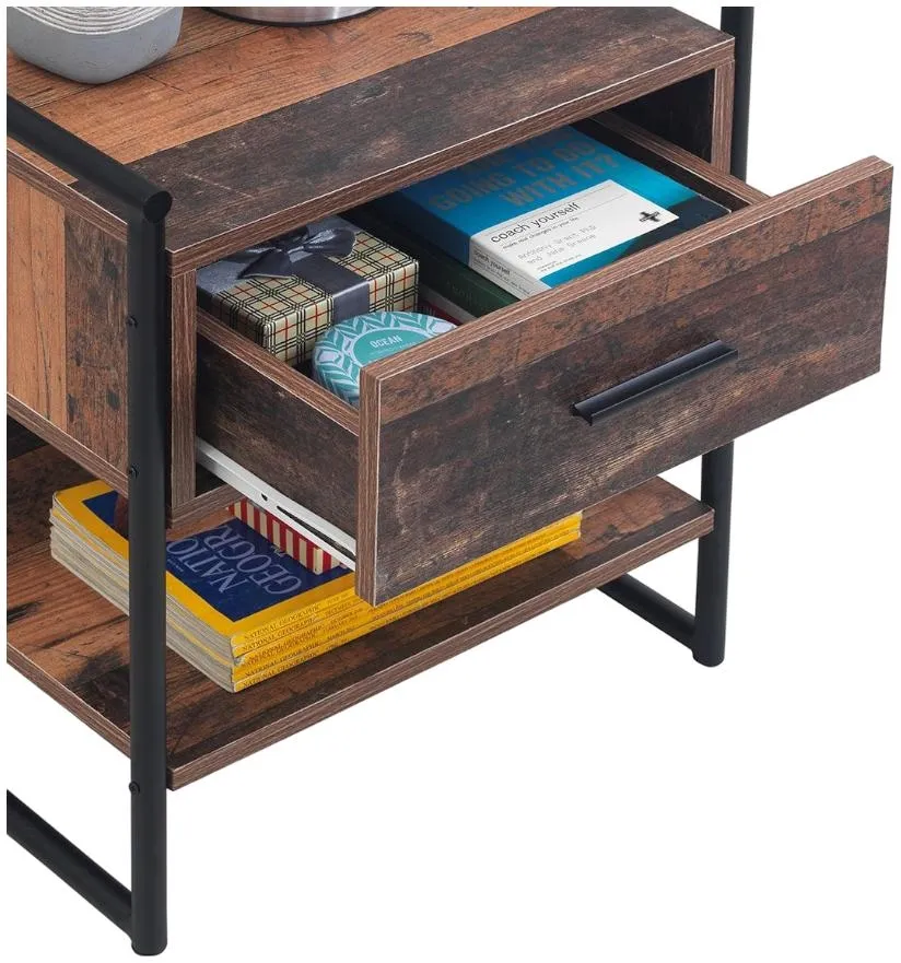 Alpena 1 Drawer Bedside Cabinet - Rustic Oak