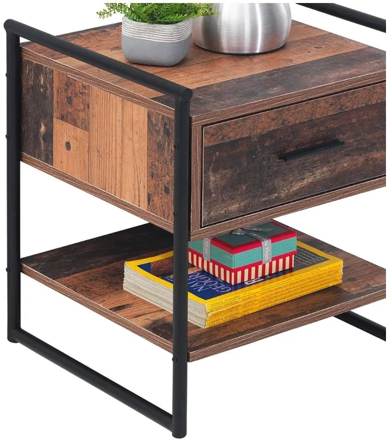 Alpena 1 Drawer Bedside Cabinet - Rustic Oak