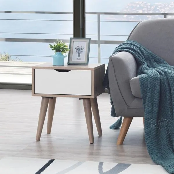 Anson 1 Drawer Lamp Table - Sonoma Oak, White