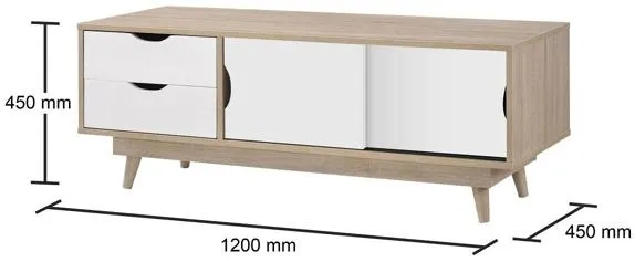 Anson 120cm TV Unit - Sonoma Oak and White