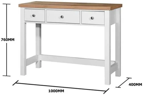 Arthur 3 Drawer Dressing Table - White, Oak