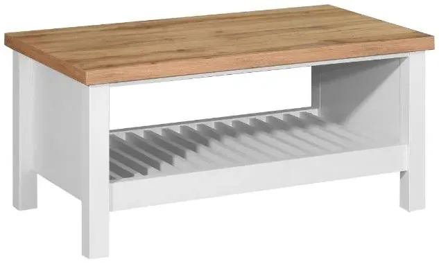 Arthur Coffee Table with Shelf - White