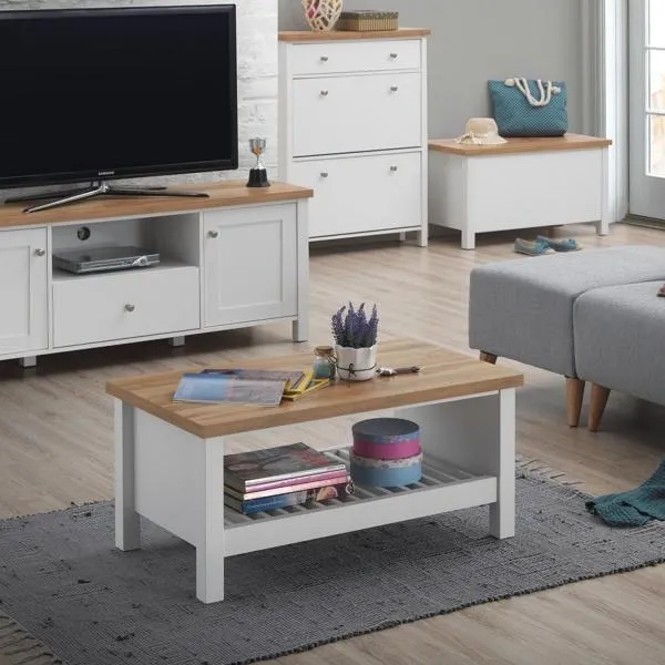 Arthur Coffee Table with Shelf - White