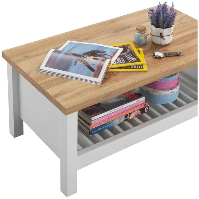 Arthur Coffee Table with Shelf - White