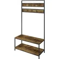 Barren Shoe Bench with Coat Rack - Rustic Oak