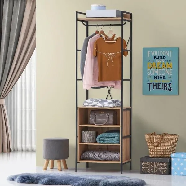 Craven 5 Shelves Open Wardrobe - Riviera Oak
