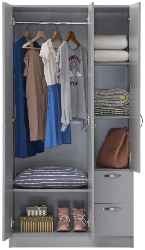 Edwards 3 Door 2 Drawer Wardrobe - White