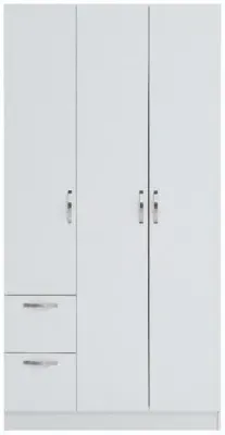 Edwards 3 Door 2 Drawer Wardrobe - White