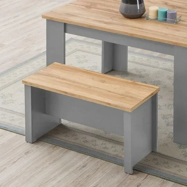 Lyman 4 Seater Dining Set with 2 Benches - Light Grey