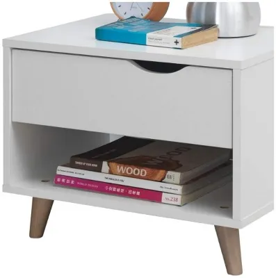 Perce 1 Drawer Bedside Cabinet - White image