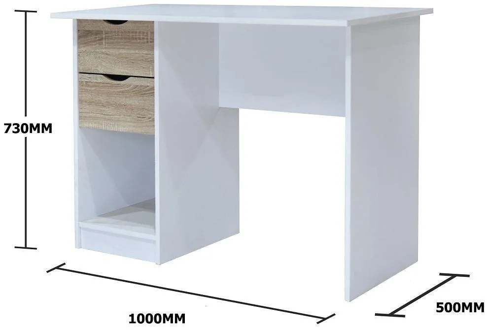 Perce 2 Drawer Desk - White