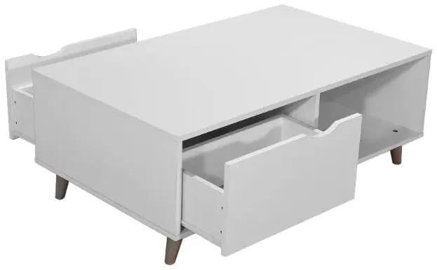 Perce Coffee Table with Drawers - White