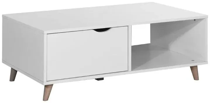 Perce Coffee Table with Drawers - White