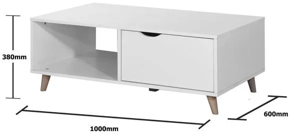 Perce Coffee Table with Drawers - White