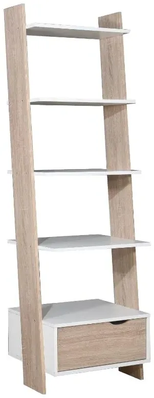 Perce Ladder Bookcase with Drawer - White
