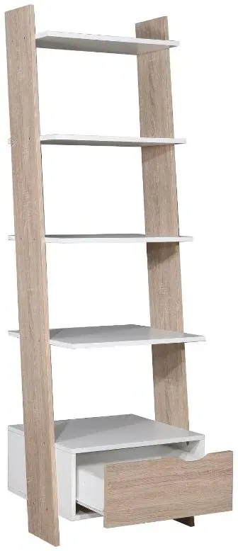 Perce Ladder Bookcase with Drawer - White