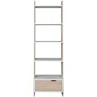 Perce Ladder Bookcase with Drawer - White