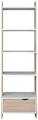 Perce Ladder Bookcase with Drawer - White image