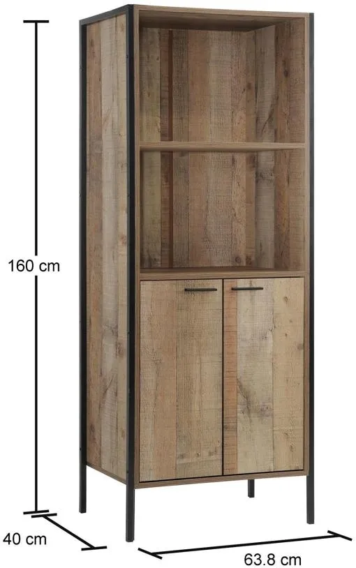 Stretton 2 Door Storage Bookcase - Rustic Oak