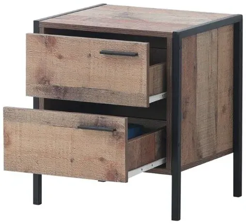 Stretton 2 Drawer Bedside Cabinet - Rustic Oak